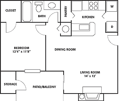 1 Bed 1 Bath Large - Rehab