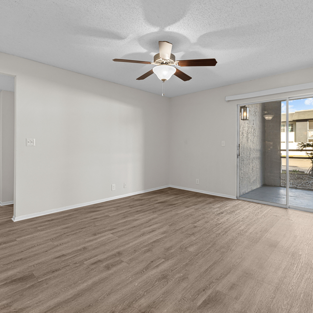 The Park at Veneto - Bright, Airy Living Room with Wood-Style Flooring